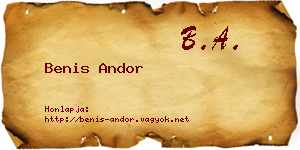 Benis Andor névjegykártya