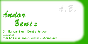 andor benis business card